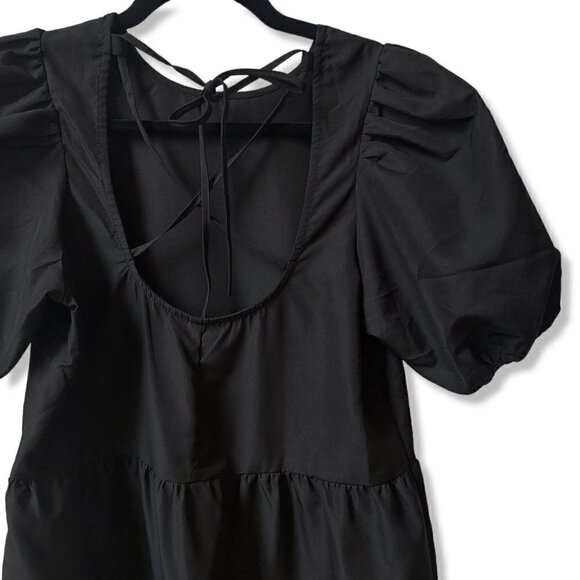 nwt H&M Black Puffsleeve Mini Dress Size XS - Picture 2 of 8